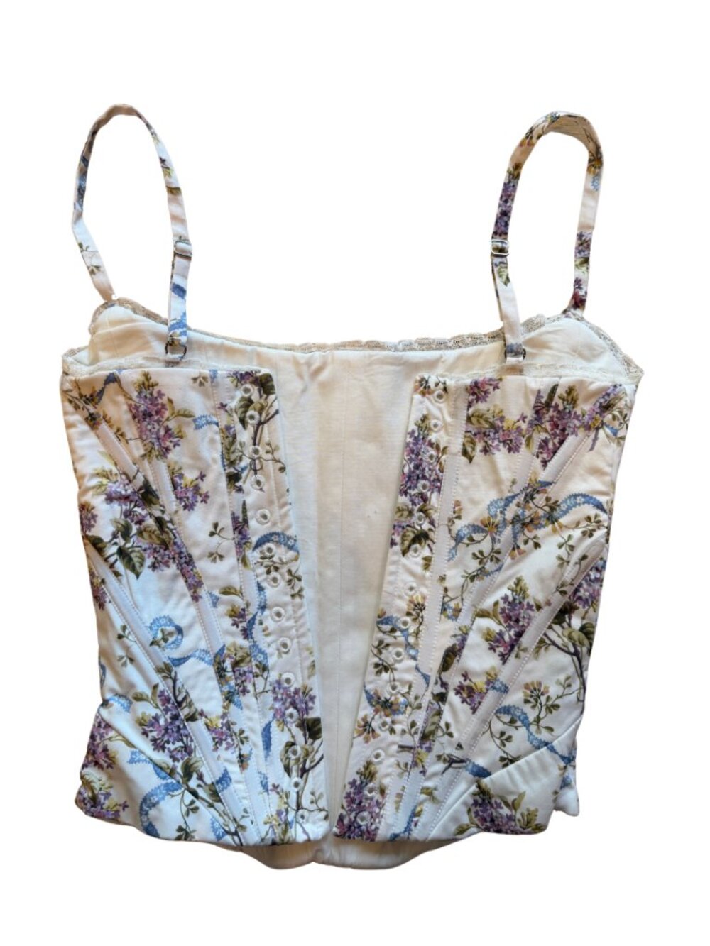 HOUSE OF CB Cadie Corset Top XS Floral Ribbon Print (see below) - Picture 8 of 10